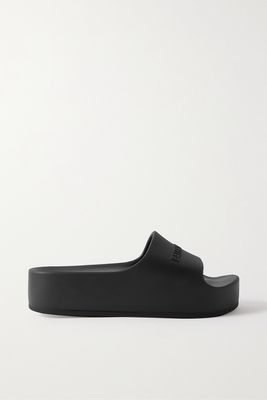 Balenciaga - Mono Logo-embossed Rubber Platform Slides - Black