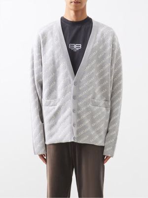 Balenciaga - Monogram-jacquard Cardigan - Mens - Grey White