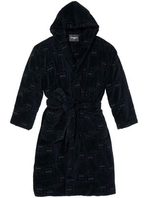 Balenciaga monogram-pattern fleece bathrobe - Black