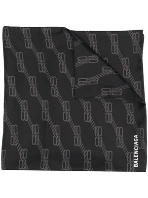 Balenciaga monogram-print silk scarf - Black