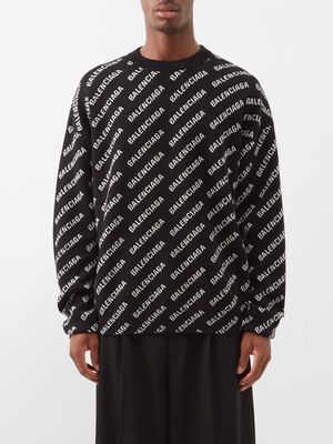 Balenciaga - New Logo-jacquard Wool-blend Sweater - Mens - Black White