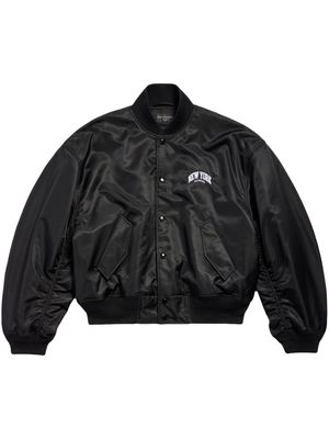 Balenciaga New York-embroidery bomber jacket - Black