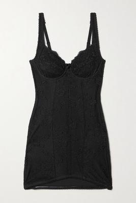 Balenciaga - Open-back Lace And Tulle Mini Dress - Black