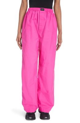 Balenciaga Oversize Cotton Pull-On Pants in Lipstick Pink