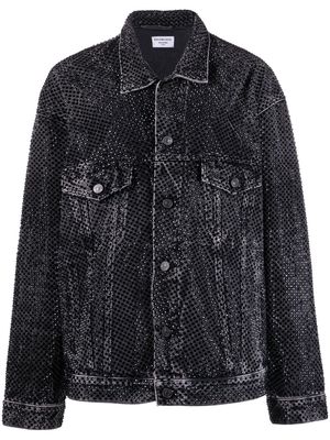 Balenciaga oversize crystal-embellished denim jacket - Black