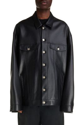 Balenciaga Oversize Leather Shirt Jacket in Black