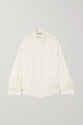 Balenciaga - Oversized Crinkled Satin-jacquard Shirt - Off-white