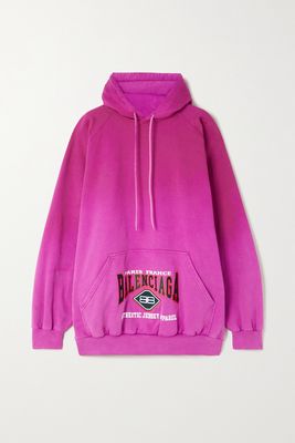 Balenciaga - Oversized Embroidered Ombré Cotton-jersey Hoodie - Pink