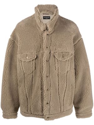 Balenciaga oversized fleece jacket - Neutrals