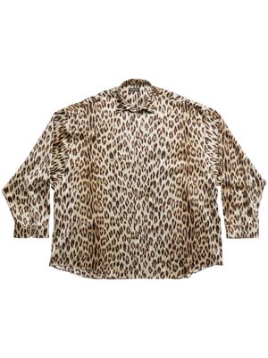 Balenciaga oversized leopard-print silk shirt - Neutrals
