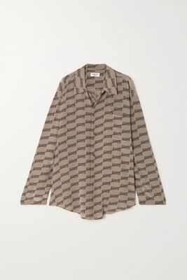 Balenciaga - Oversized Printed Crinkled Silk-crepe Shirt - Brown
