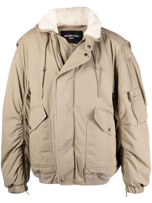 Balenciaga padded hooded bomber jacket - Neutrals