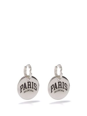 Balenciaga - Paris Logo Drop Earrings - Womens - Silver