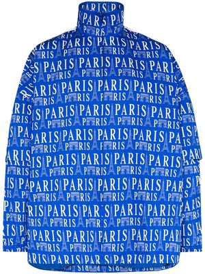 Balenciaga Paris print split-sleeve track jacket - Blue