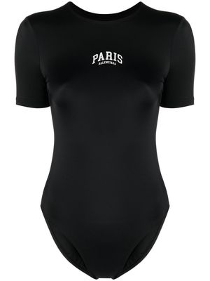Balenciaga Paris short-sleeve one-piece swimsuit - Black