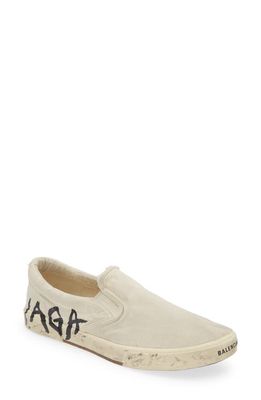 Balenciaga Paris Slip-On Sneaker in White/Black