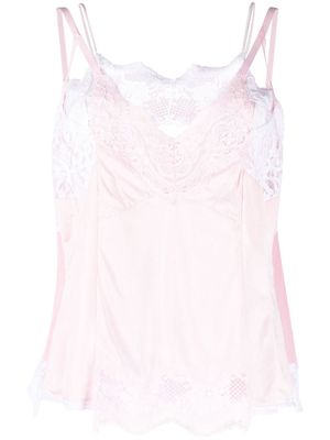 Balenciaga patched lace slip top - Pink