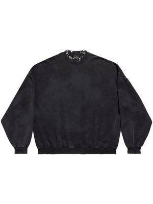 Balenciaga pierced-neck cotton sweatshirt - Black