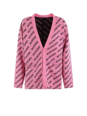 Balenciaga Pink Cardigan With Logo