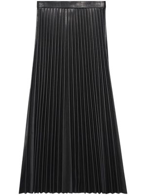 Balenciaga pleated leather midi skirt - Black