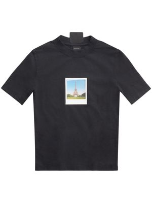 Balenciaga polaroid-print stretch-design T-shirt - Black