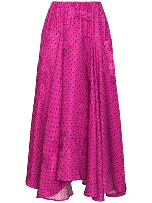 Balenciaga polka-dot asymmetric midi skirt - Pink