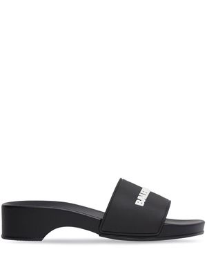 Balenciaga Pool-Clog logo slide sandals - Black
