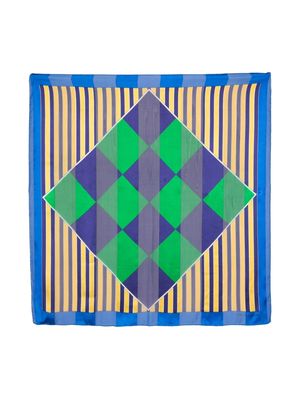 Balenciaga Pre-Owned 1990s geometric-print silk scarf - Blue