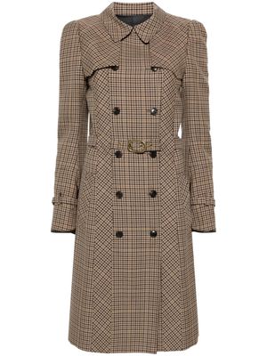 Balenciaga Pre-Owned 2000s houndstooth-pattern trench coat - Neutrals