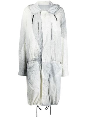 Balenciaga Pre-Owned 2010s paint splatter effect drawstring waistband parka coat - Grey