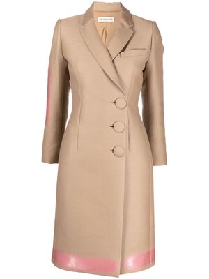 Balenciaga Pre-Owned 2010s spray print knee-length coat - Brown