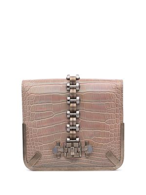 Balenciaga Pre-Owned 2015 crocodile-effect clutch bag - Metallic