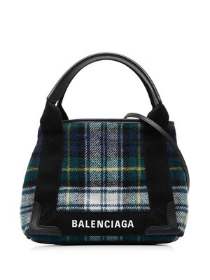 Balenciaga Pre-Owned 2018 XS Navy Cabas wool tote bag - Green