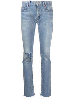 Balenciaga Pre-Owned distressed-effect low-rise skinny jeans - Blue