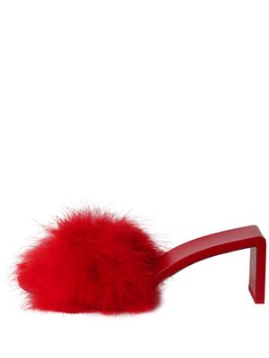 Balenciaga Pre-Owned feather-detail mule sandals - Red