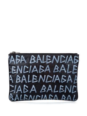 Balenciaga Pre-Owned Graffiti logo-print clutch bag - Black