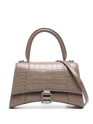 Balenciaga Pre-Owned Hourglass crocodile-embossed 2way bag - Brown