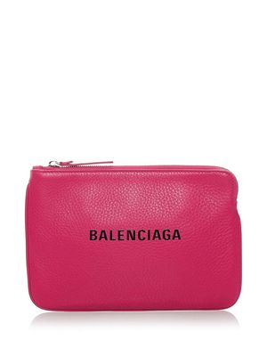 Balenciaga Pre-Owned logo-print leather pouch - Pink