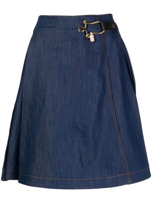 Balenciaga Pre-Owned toggle-fastened flared denim skirt - Blue