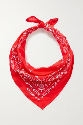 Balenciaga - Printed Cotton-voile Scarf - Red