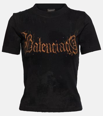 Balenciaga Printed distressed cotton T-shirt
