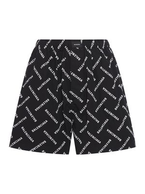 Balenciaga Pyjama Shorts Bal Diagonal Allover Poplin