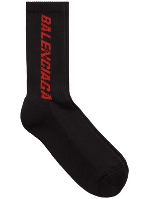 Balenciaga Racer logo calf socks - Black