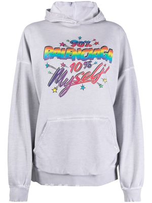 Balenciaga rainbow logo cotton hoodie - Grey