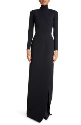 Balenciaga Raised Seam Long Sleeve Fitted Gown in Black