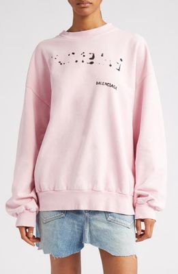 Balenciaga Regular Fit Logo Graphic Sweatshirt in Faded Pink/Black