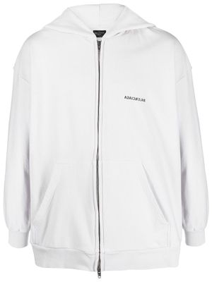 Balenciaga reverse-logo zip-up hoodie - White