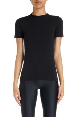 Balenciaga Rhinestone Embellished Fitted Stretch Cotton T-Shirt in Black
