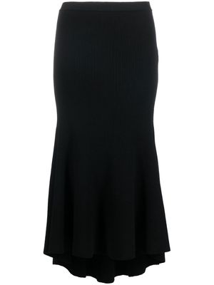 Balenciaga rib-knit godet midi skirt - Black