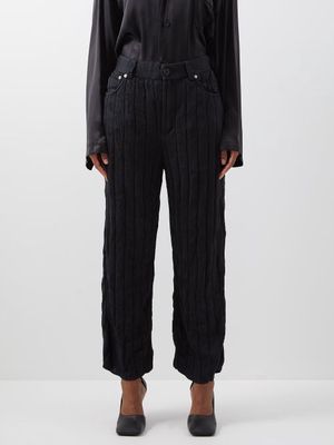 Balenciaga - Ribbed-knit Silk Wide-leg Trousers - Womens - Black